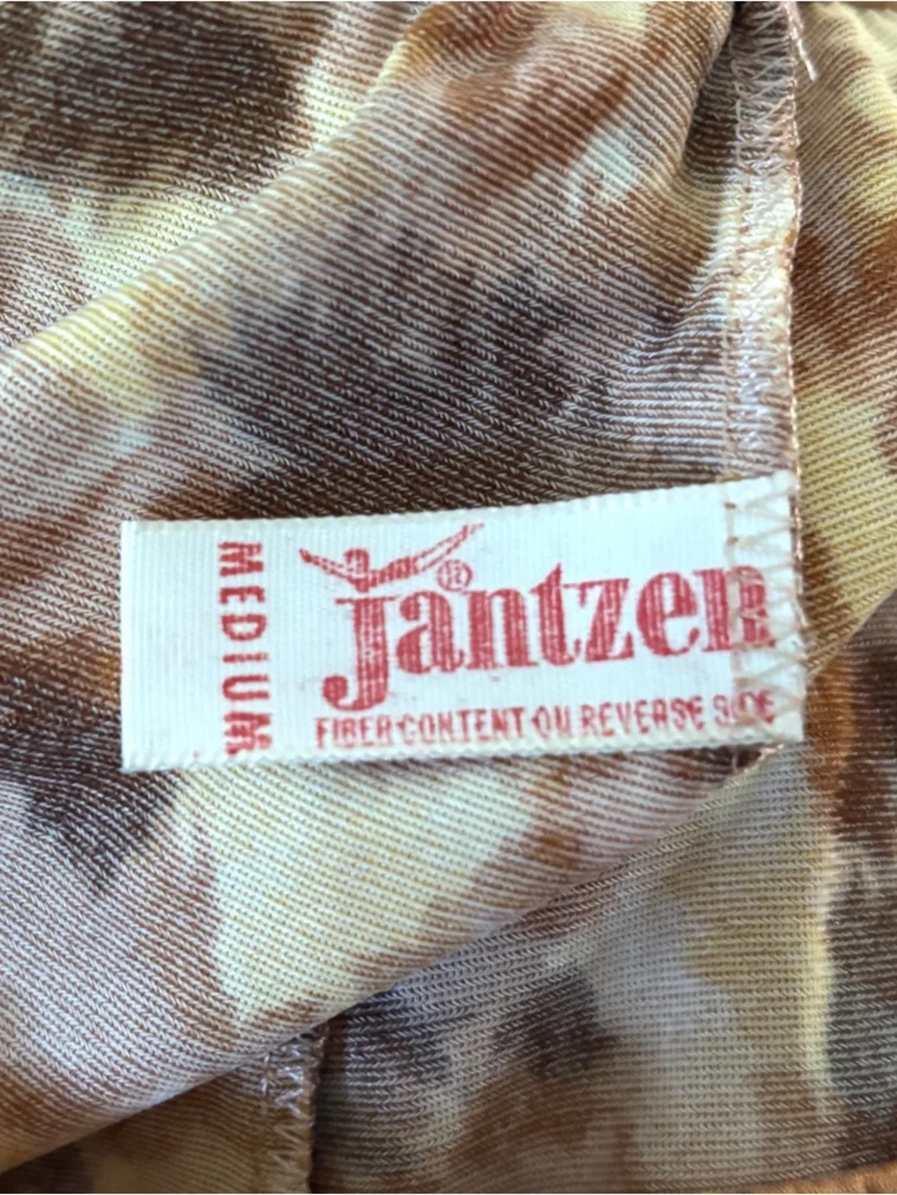 Vintage 70s Jantzen Lace Trim Floral Half Slip Tan Brown Yellow Size M - Picture 10 of 11